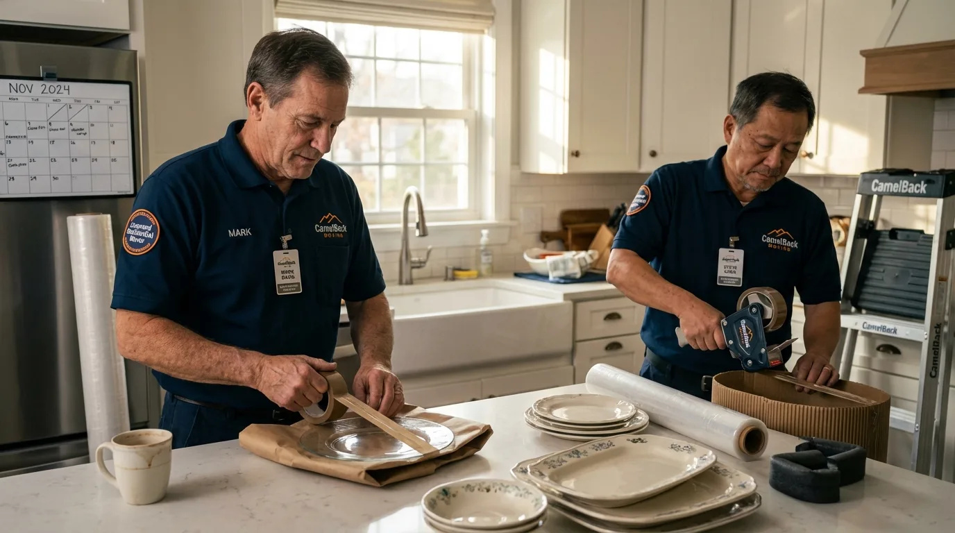 Professional crew packing kitchen dishware in Goldfield, NV